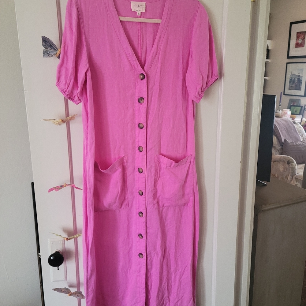 Maxi Dress 100% Linen Size M Lou & Grey